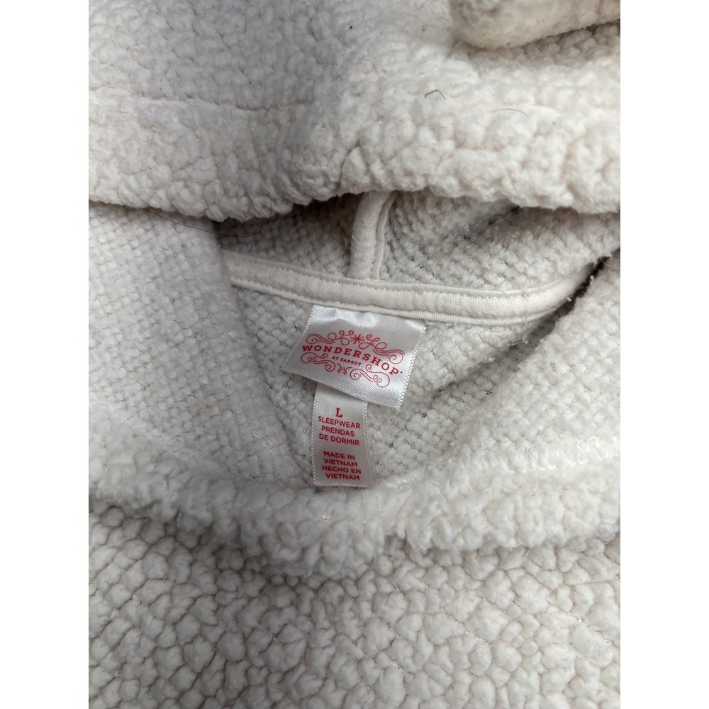 WONDERSHOP AT TARGET Women's Winter White Fuzzy Fleece Hoodie w/Ears L - Picture 10 of 11